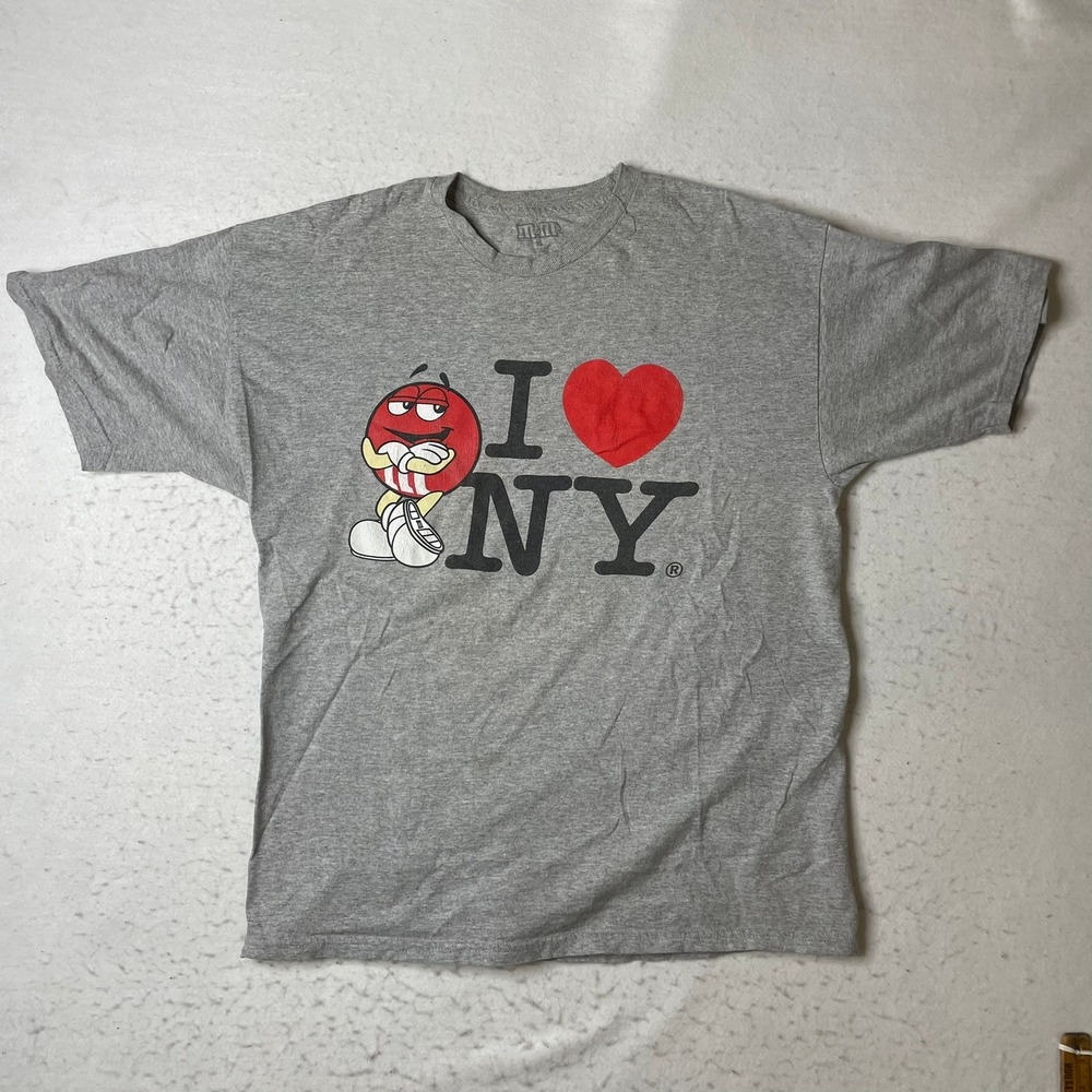 M&M's I Love NY T-Shirt Mens XL Gray Short Sleeve Graphic‎ Tee